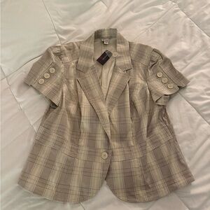 NWT Lane Bryant Beige Plaid Blazer